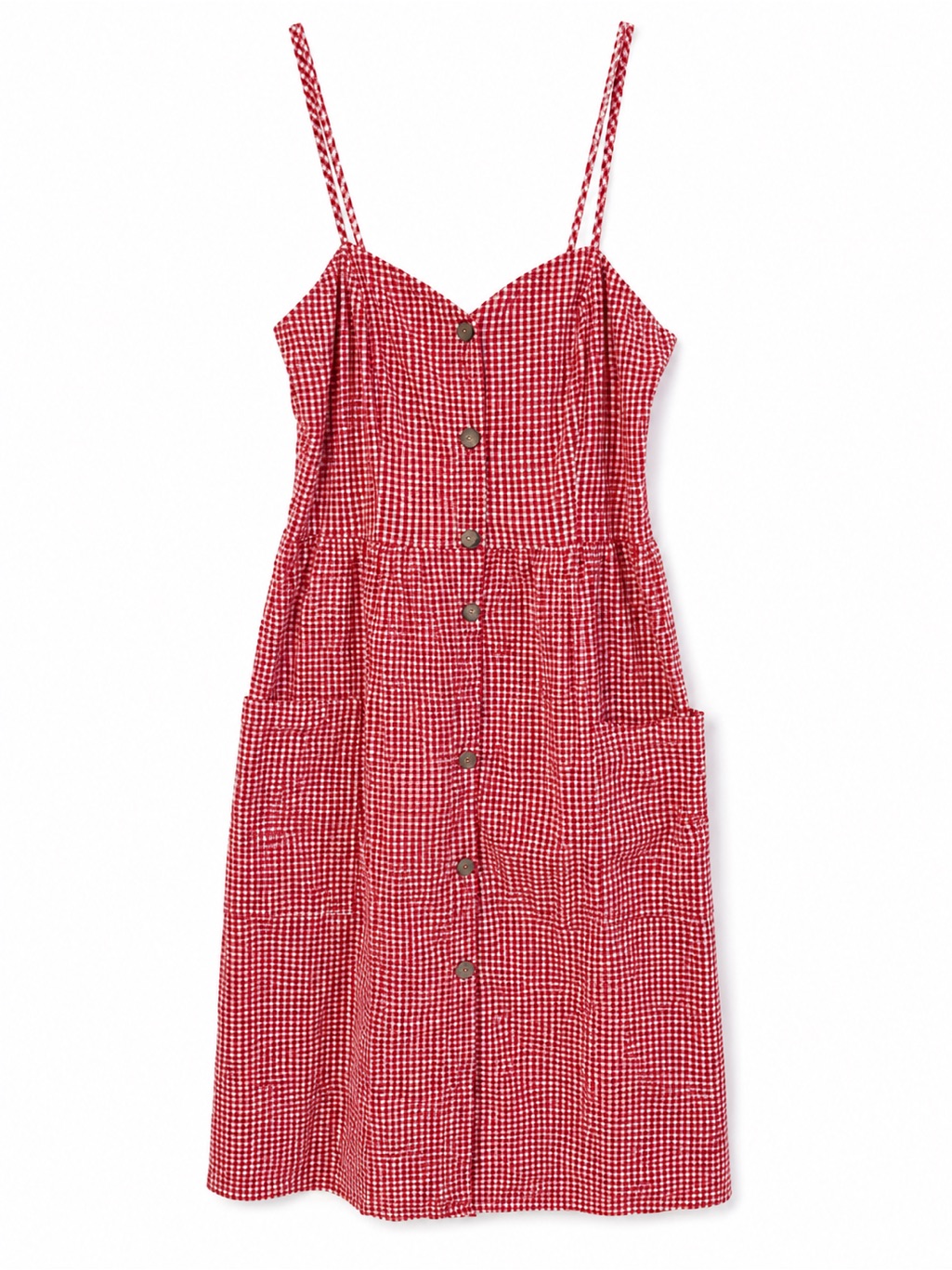 Potter's Pot Smocked Back Gingham Button Front Sundress Cottagecore Picnic Dress